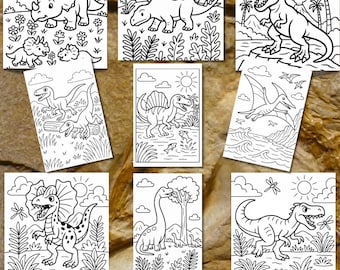Dinosaur Coloring Pages PDF Bundle, 11 Dino Sheets Allosaurus Ankylosaurus T Rex Triceratops and More, Printable Instant Download Pack