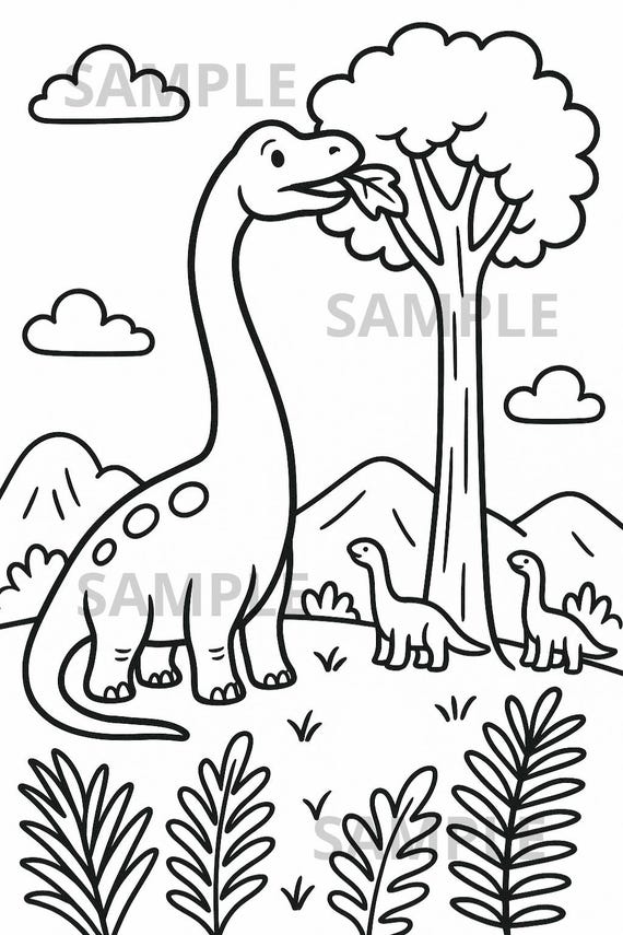 ブラキオサウルスの恐竜ぬりえPNG、子供と大人向けの印刷可能な先史