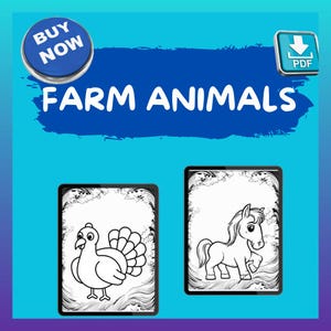 Farm Animal Coloring Pages for Kids - Toddlers & Preschool Printables of 8.5 x 11 Inches