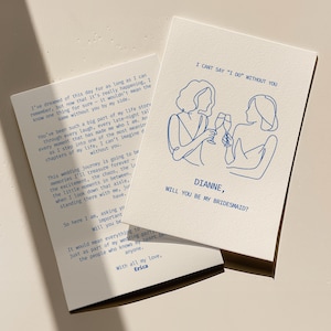 Bridesmaid Proposal Card Template Hand Drawn Will You Be My Bridesmaid Card Maid Of Honor Proposal Card Gift Personalized Wedding Stationery