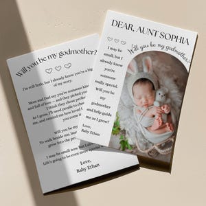 Serez-vous mon parrain et marraine Modèle de carte Baptême de bébé Carte de proposition pour la marraine Carte de proposition pour le parrain Cadeau pour la marraine Proposition de Madrina