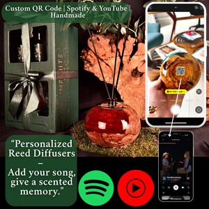 Gepersonaliseerde geurverspreider van olijfhout en epoxy: voeg je eigen nummer toe via QR-code