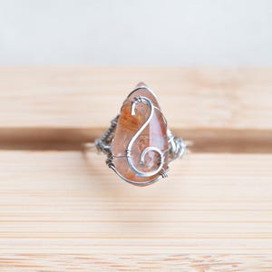Sterling Silver Hematoid Quartz Ring: Handmade Wire Wrapped Artisan Jewelry, Size 8.5