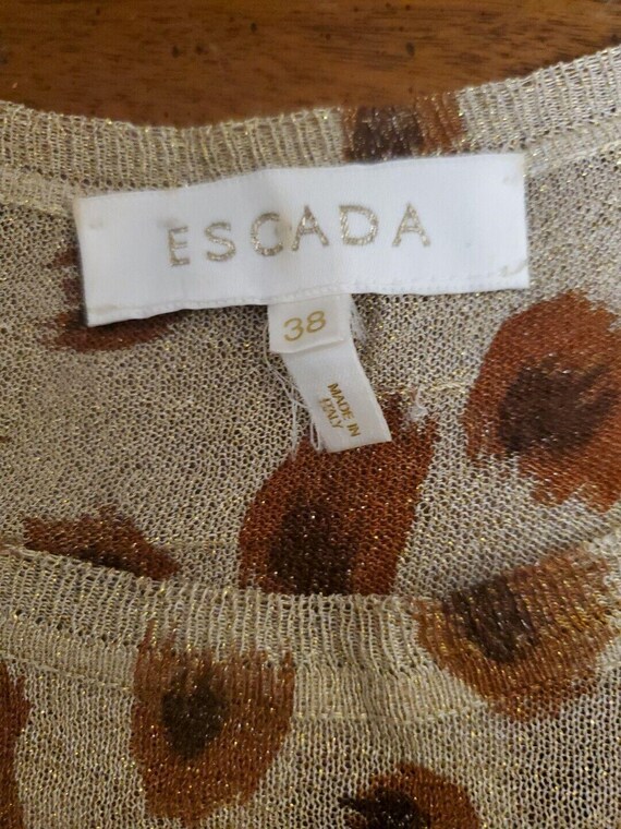 Escada Sheer Sparkle Leopard Print Beige Brown Vi… - image 6