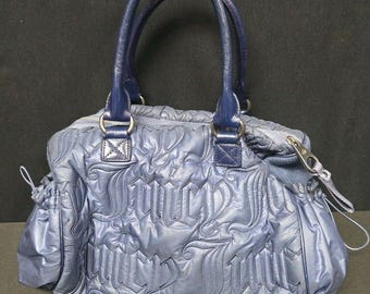 Juicy Couture Blau Gesteppte Kugelfisch Medium Tote Schulter Handtasche Y2K