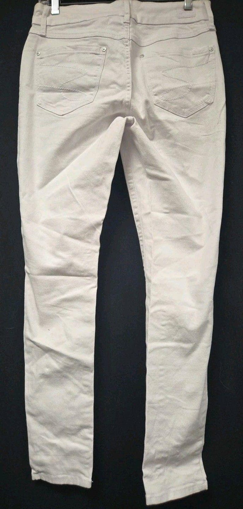 Jean skinny Seven7 Tummyless pour femme, denim stretch taille haute beige et blanc 4 image 2