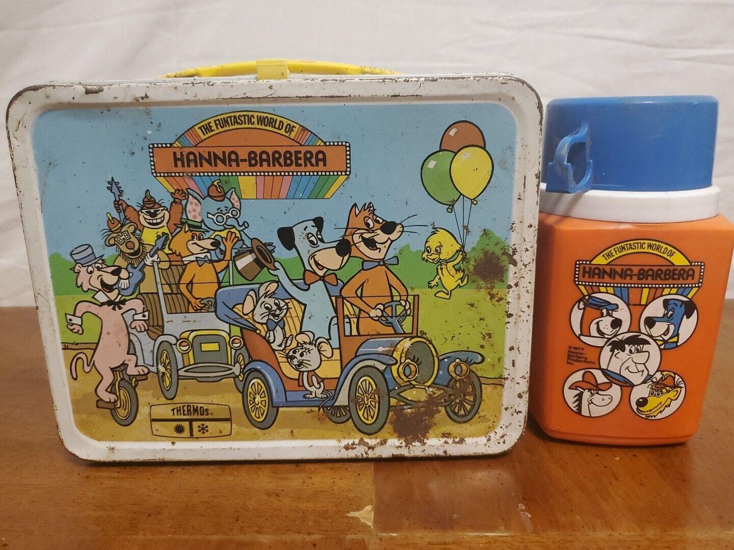 Funtastic World of Hanna Barbera Metal Tin Lunchbox W/ Thermos