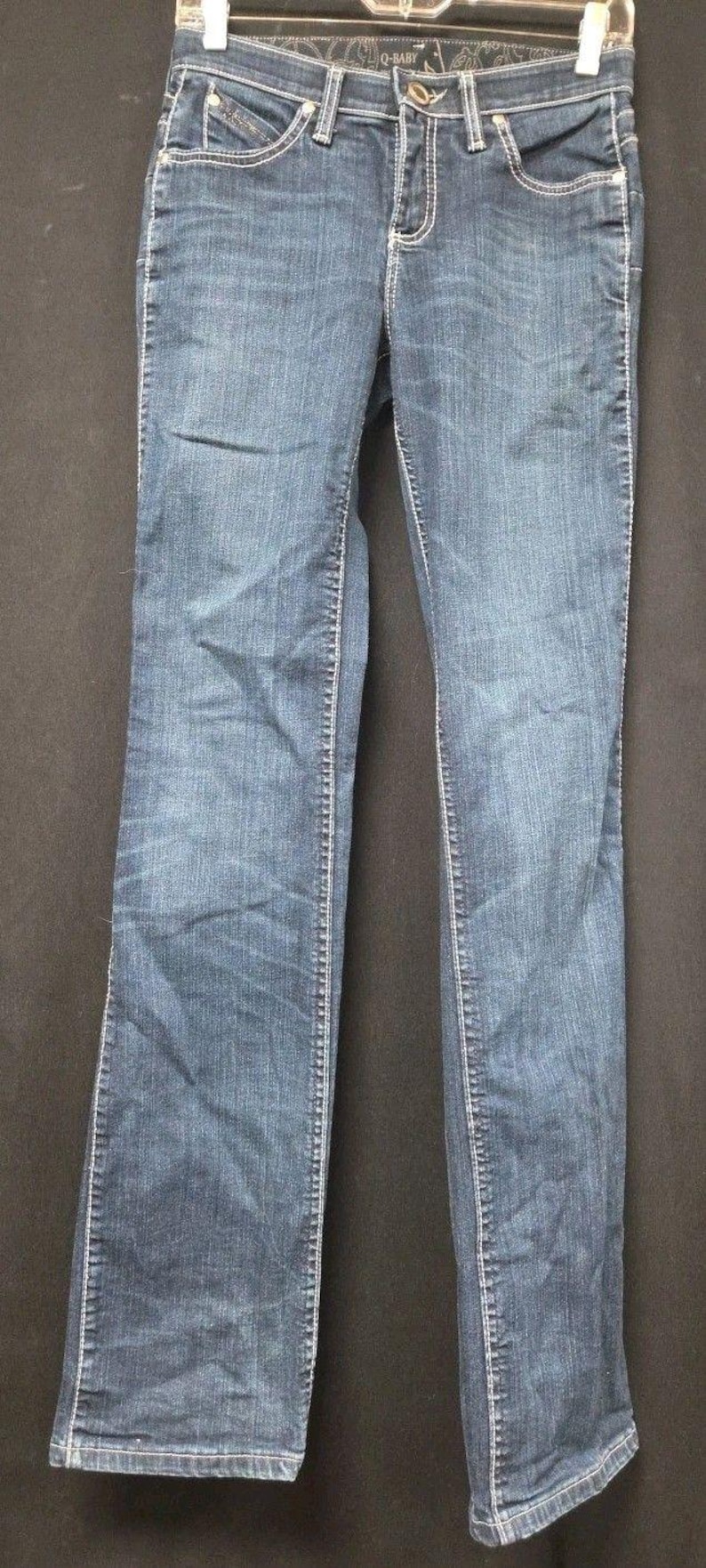 Wrangler Q Baby Jeans Size 1/2: Y2K Bootcut Flare Low Rise Stretch imagen 1