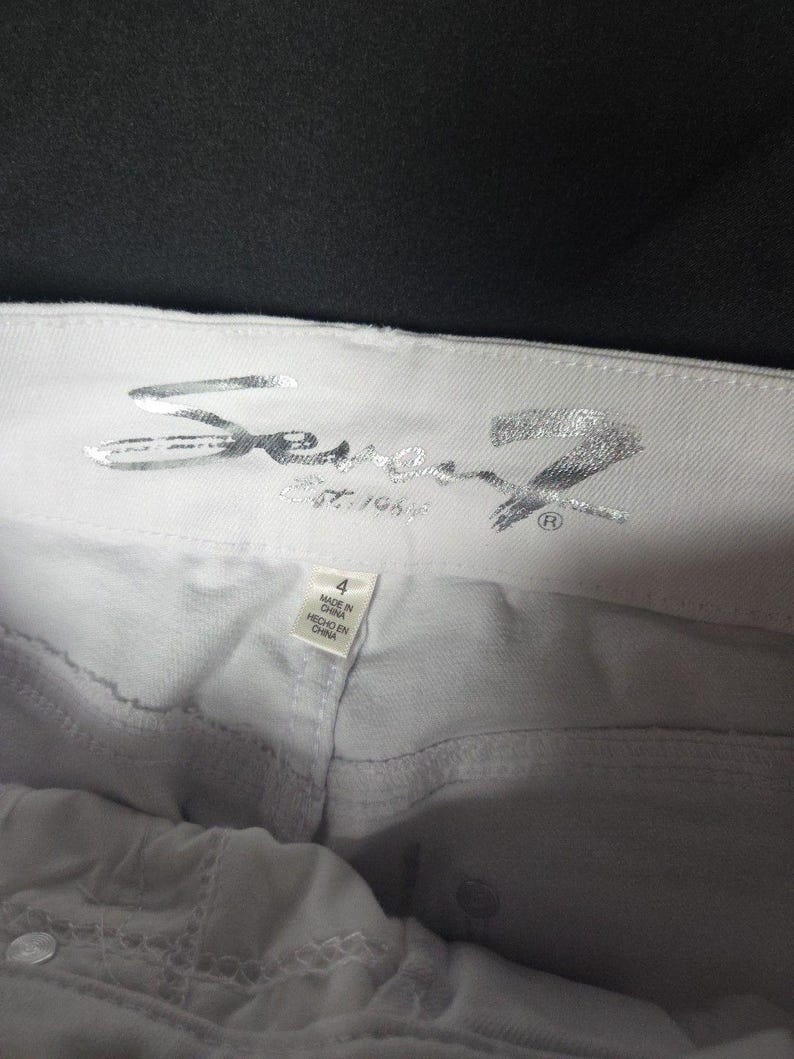 Jean skinny Seven7 Tummyless pour femme, denim stretch taille haute beige et blanc 4 image 3