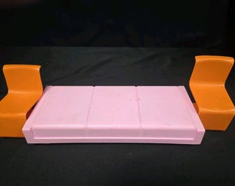 Barbie Traumhaus Reihenhaus Möbel Rosa Bett Orange S Stühle Vintage 1973
