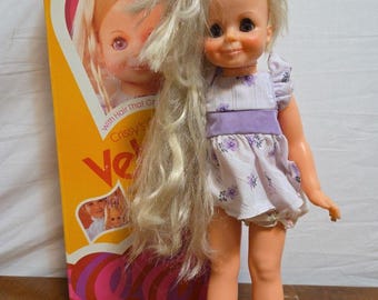 Vintage 1970's Ideal Rare African American Velvet Doll W Box