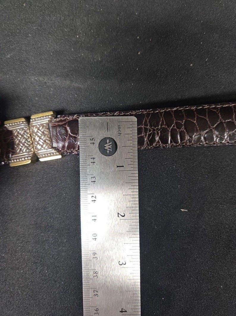 Cinturón reversible de piel para mujer Brighton C6500, color marrón cocodrilo, liso y negro, talla mediana 30 imagen 5