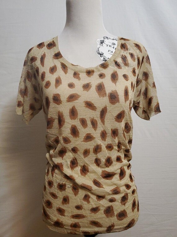 Escada Sheer Sparkle Leopard Print Beige Brown Vi… - image 1