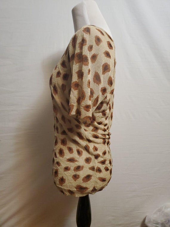 Escada Sheer Sparkle Leopard Print Beige Brown Vi… - image 4