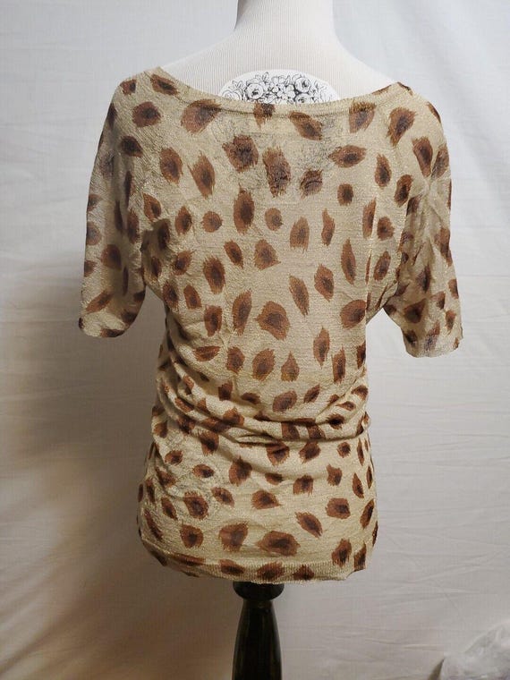 Escada Sheer Sparkle Leopard Print Beige Brown Vi… - image 3