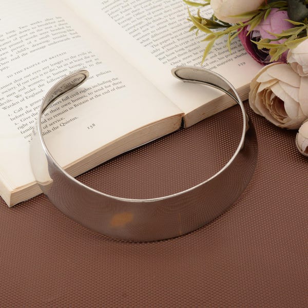 Brede ketting met zilveren kraag | Handgemaakte messing boho choker