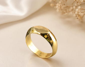 Handmade Polished Brass Star Ring, Adjustable Celestial Band