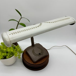 Vintage Feminine 1950s 1960s Stenciled Gooseneck Office Desk Lamp