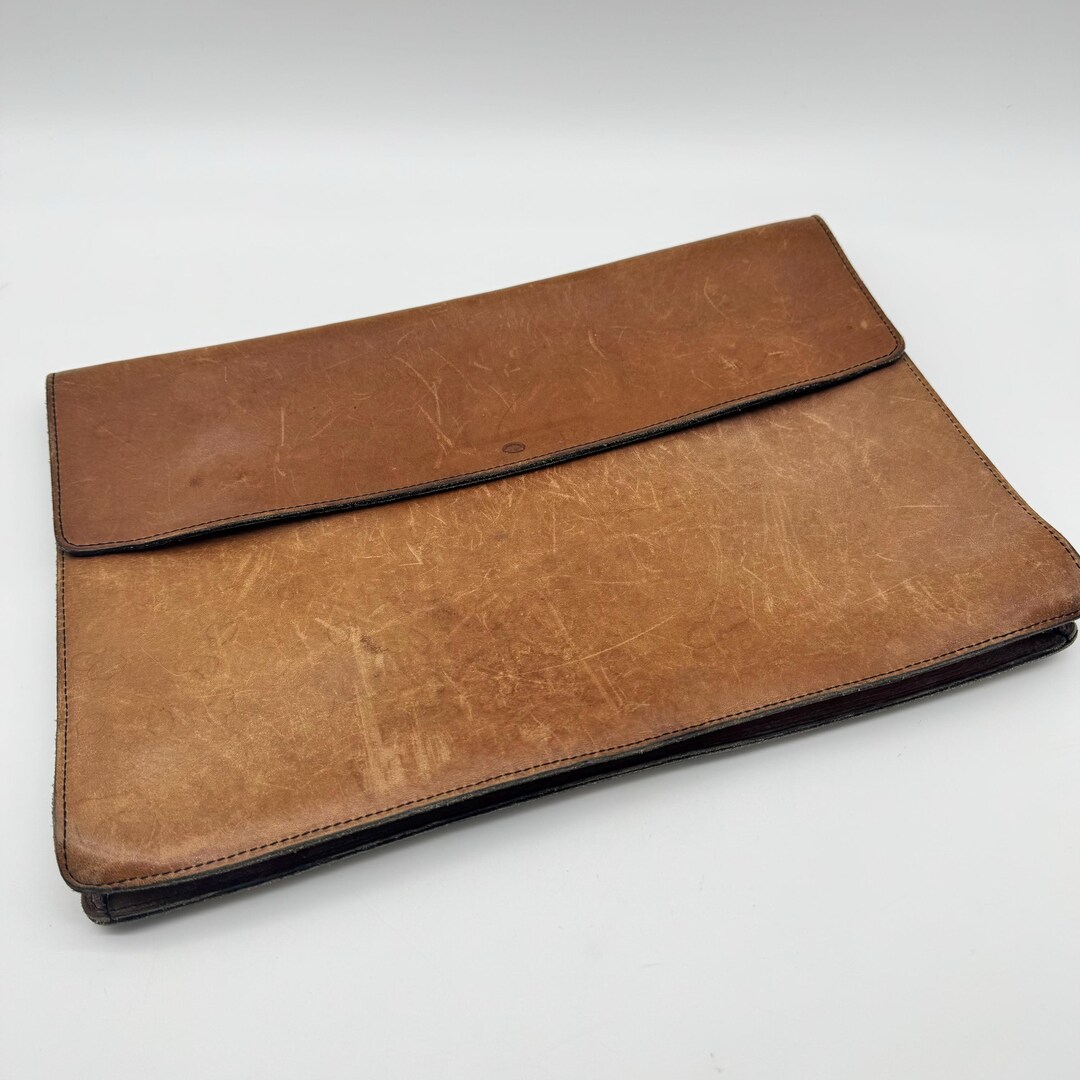 Vintage 1980s Full Grain Leather Laptop Case - Etsy