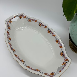 Antique 1930s Art Deco Serving Dish Geometric Floral Motif