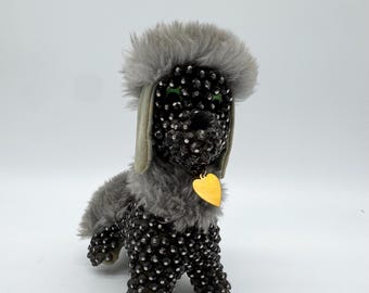 Vintage 1950s Kitschy Studded Velveteen Stuffed Poodle