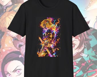 Demon Slayer T-Shirt Kyojuro Rengoku Manga-Inspired Graphic Tee Demon Slayer Merch Anime T-Shirt Manga Fan Tee Anime Vintage Unisex Tee