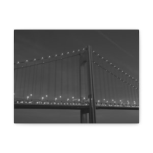 New York Verrazzano Bridge Black and White Bridge Canvas Print, Modern Home Decor, Wall Art, Minimalist Art -