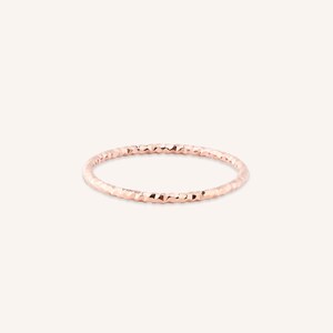 Hammered Stacking Ring | 14K 18K Solid Gold Dainty Minimalist Band