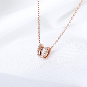 U Pendant Necklace | 14K 18K Solid Gold Lock-Inspired CZ Charm