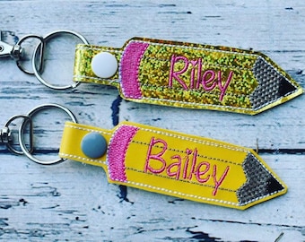 Personalized Pencil Key Chain, Back To School, Back Pack Tag, Key Chain, Pencil, Personalized, Name, Custom, 1st Grade, Lunch Bag Tag