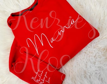 Embroidered Sweatshirt, Mama, Nana, Gigi, Grandma, Mimi, Meme, Teacher, Aunt, Gift, Personalized Sweatshirt, Embroidery,