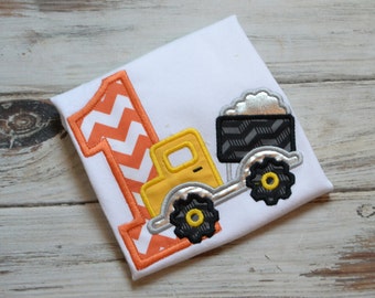 1st Birthday Dump Truck Shirt, Boy Construction shirt, Boys Birthday Shirt, Boys Personalized Shirt, Cake Smash Shirt