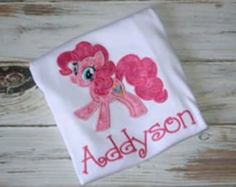 Pony Embroidery Appliqued Shirt or Bodysuit, Girls Shirt