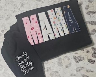 Mama Sweatshirt From child's clothing, Embroidered sweatshirt, Personalized sweatshirt, Custom Mama Sweatshirt, Nana, Mimi, Gigi, Auntie