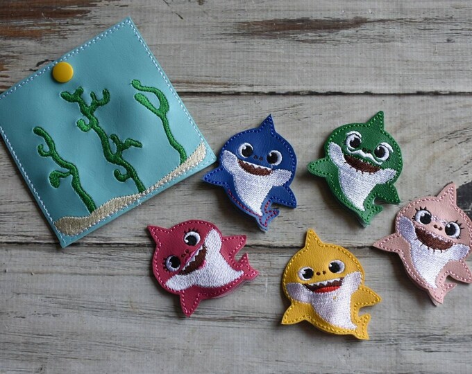 Baby Shark Finger Puppets Family Shark Learning Puppets Etsy