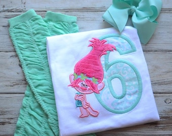 Troll Birthday Shirt, Poppy Shirt, Girls Birthday Shirt, Girls Birthday, Cake Smash Outfit