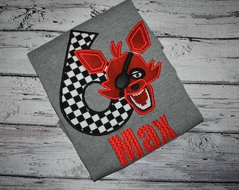 F N A F, Evil Foxy embroidered shirts, Freddy Shirt, Boys Foxy Birthday shirt, Boys Birthday Shirt, FNAF Foxy,