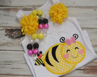 Bumble Bee bestickt Mädchen Applikation Shirt, individuelle, personalisierte shirt