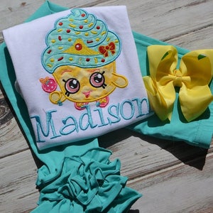 Cupcake verjaardag Shirt meisjes verjaardag Shirt, verjaardag Em, meisjes verjaardag Shirt, Shopkin Shirt, meisjes gepersonaliseerde Shirt, opgestikte Shirt