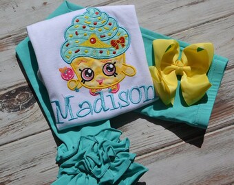 Cupcake Birthday Shirt, Girls Birthday Shirt, Birthday Em, Girls Birthday Shirt, Shopkin Shirt, Girls Personalized Shirt, Appliqued Shirt