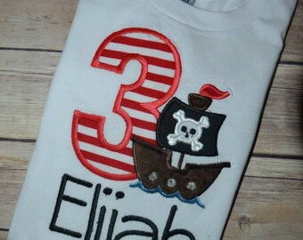 Arrrr Pirate Embroidered Birthday Shirt, Boys Shirt, Personalized, Embroidery
