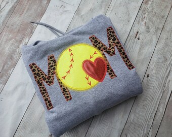 Softball Mom Hoodie, Pullover, Softball Player, Girls Softball, Gift, Sweatshirt, Softball Shirt, Team Spirit, Personalized Hoodie, Mama,