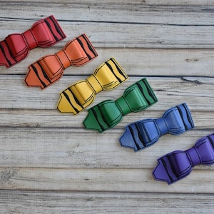 Crayon Bows, Embroidered Hair Bows, Back to School Bows, School, Kindergarten, School Supplies, Bows, Hair Bows, First Day of School, Vinyl