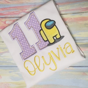 spaceman shirt, Among, Shirt, Among Birthday shirt, Girls Shirt, Boys Shirt, Smash Cake, Custom, Appliqued tee, Birthday Gift