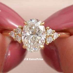 Oval Moissanite Engagement Ring: 18K Solid Gold Wedding Bridal Ring