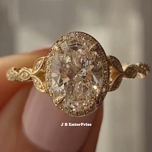 Oval Moissanite Engagement Ring: 18K Solid Gold Wedding Ring