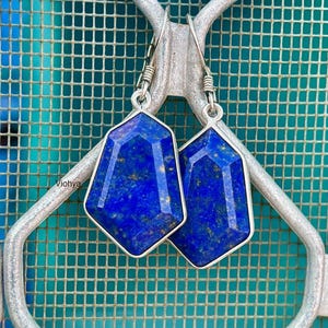 Lapis Lazuli Silver Earrings | Dangle Gemstone Earrings | Boho Sterling Silver Earrings | Handmade Gift for Her...................
