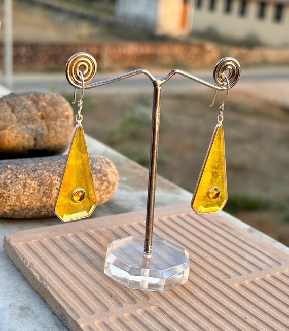 Yellow Sapphire Dangle Earrings: Handmade Sterling Silver Gemstone Jewelry