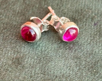 Ruby Stud Earrings: Sterling Silver, July Birthstone Jewelry