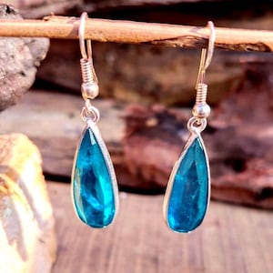 Paraiba Tourmaline Crystal Earring ,Earring Women Jewelry Tourmaline Earring Anniversary Gifts Neon Blue Earring Pear Shape Earring .